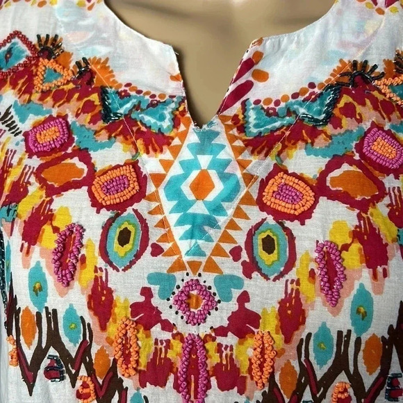 Beaded,tropical,cotton,slight sheer,super lightweight beach,sundress,resortwear - Picture 10 of 14